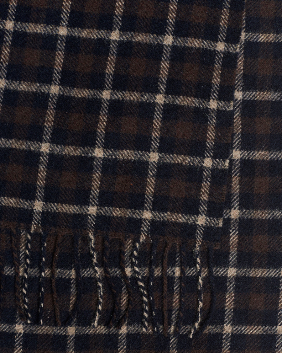 Hombres | Eton Checked Wool Scarf Dark Brown | Eton | Checked Wool Scarf Dark Brown