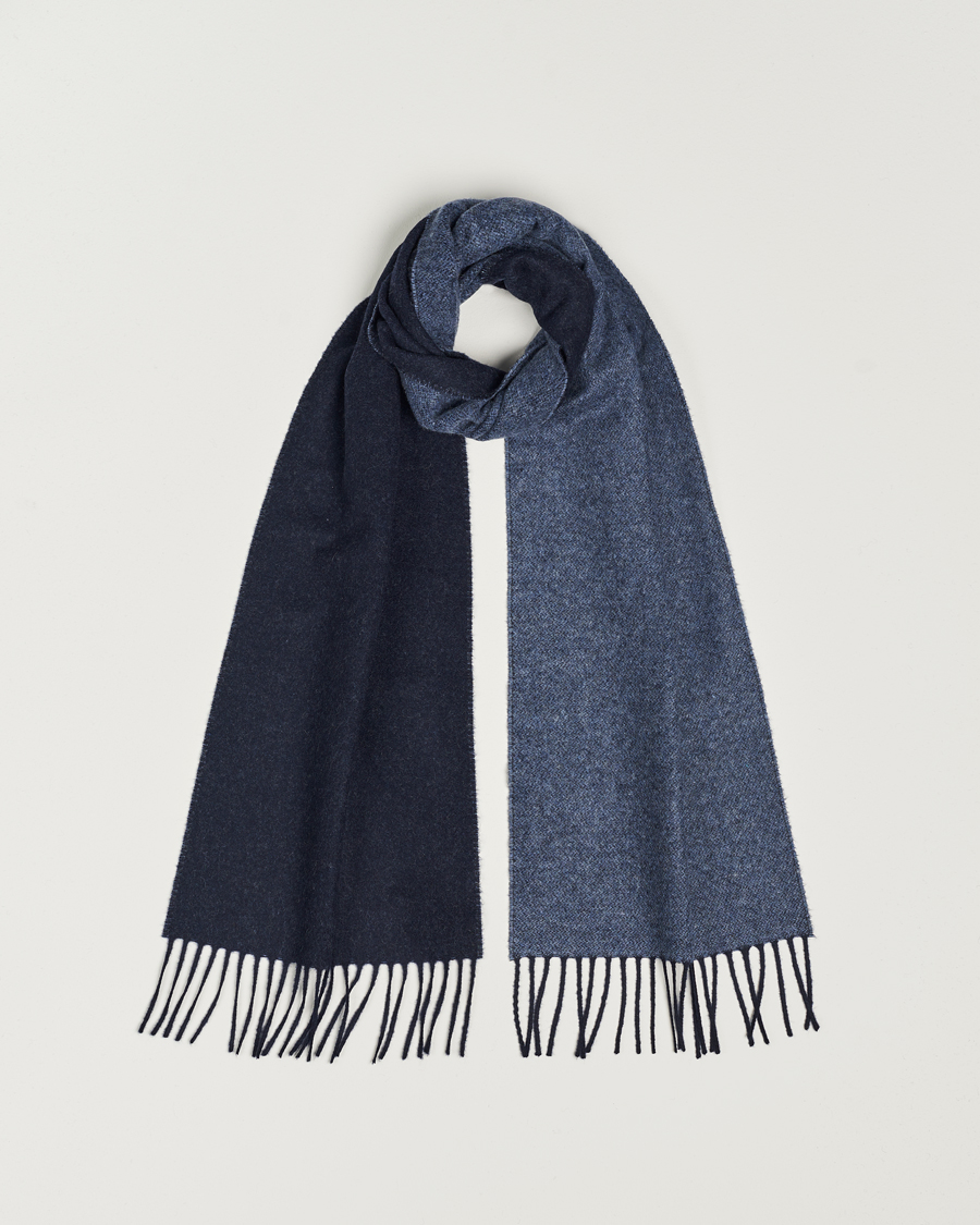 Hombres | Eton Wool Two-Faced Scarf Navy/Blue | Eton | Wool Two-Faced Scarf Navy/Blue