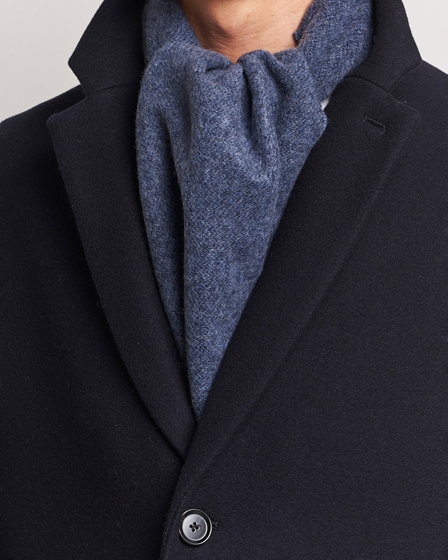 Hombres |  | Eton | Wool Two-Faced Scarf Navy/Blue