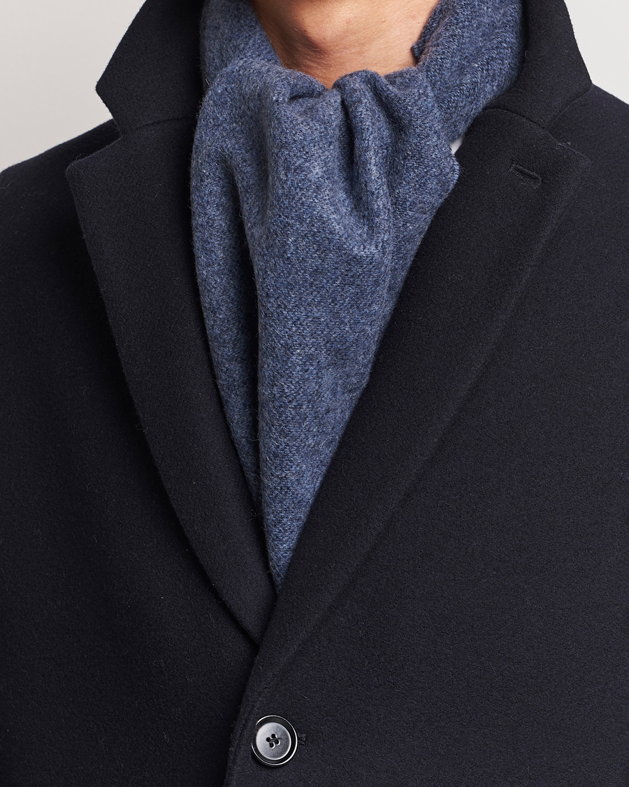 Hombres | Eton Wool Two-Faced Scarf Navy/Blue | Eton | Wool Two-Faced Scarf Navy/Blue