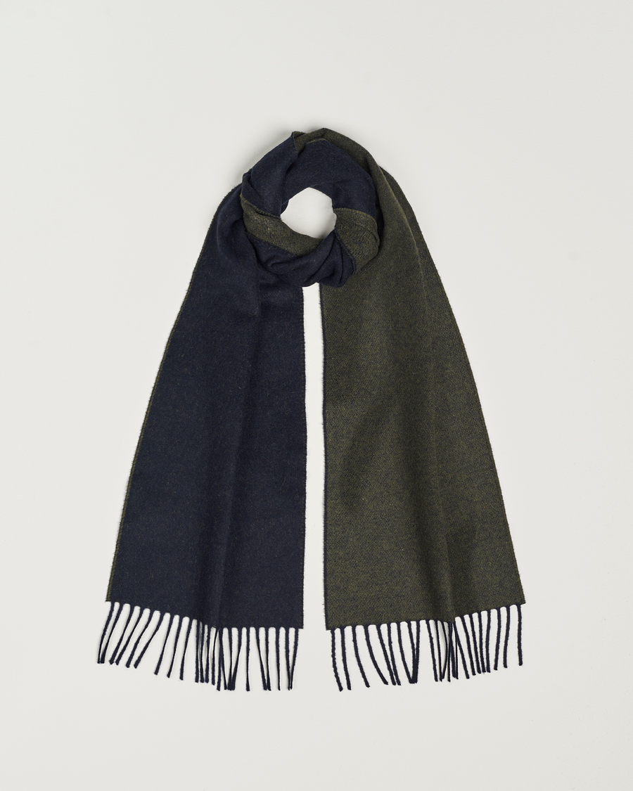 Hombres | Eton Wool Two-Faced Scarf Green/Navy | Eton | Wool Two-Faced Scarf Green/Navy
