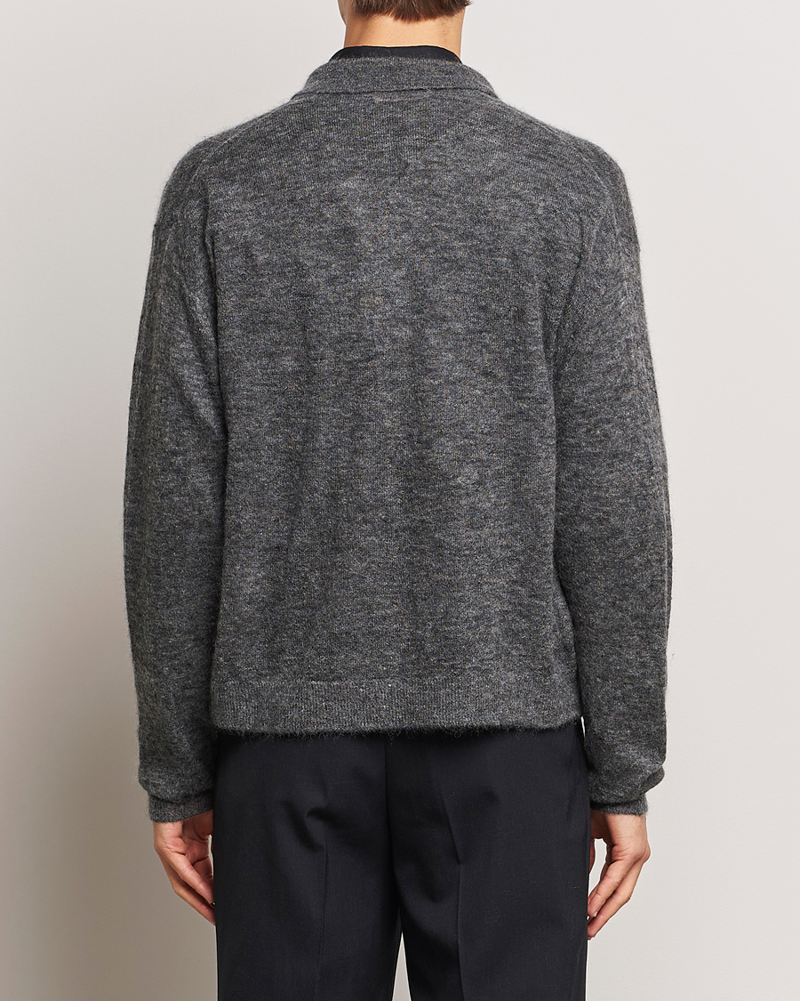 Hombres | Jerséis y prendas de punto | Auralee | Kid Mohair Knit Cardigan Charcoal