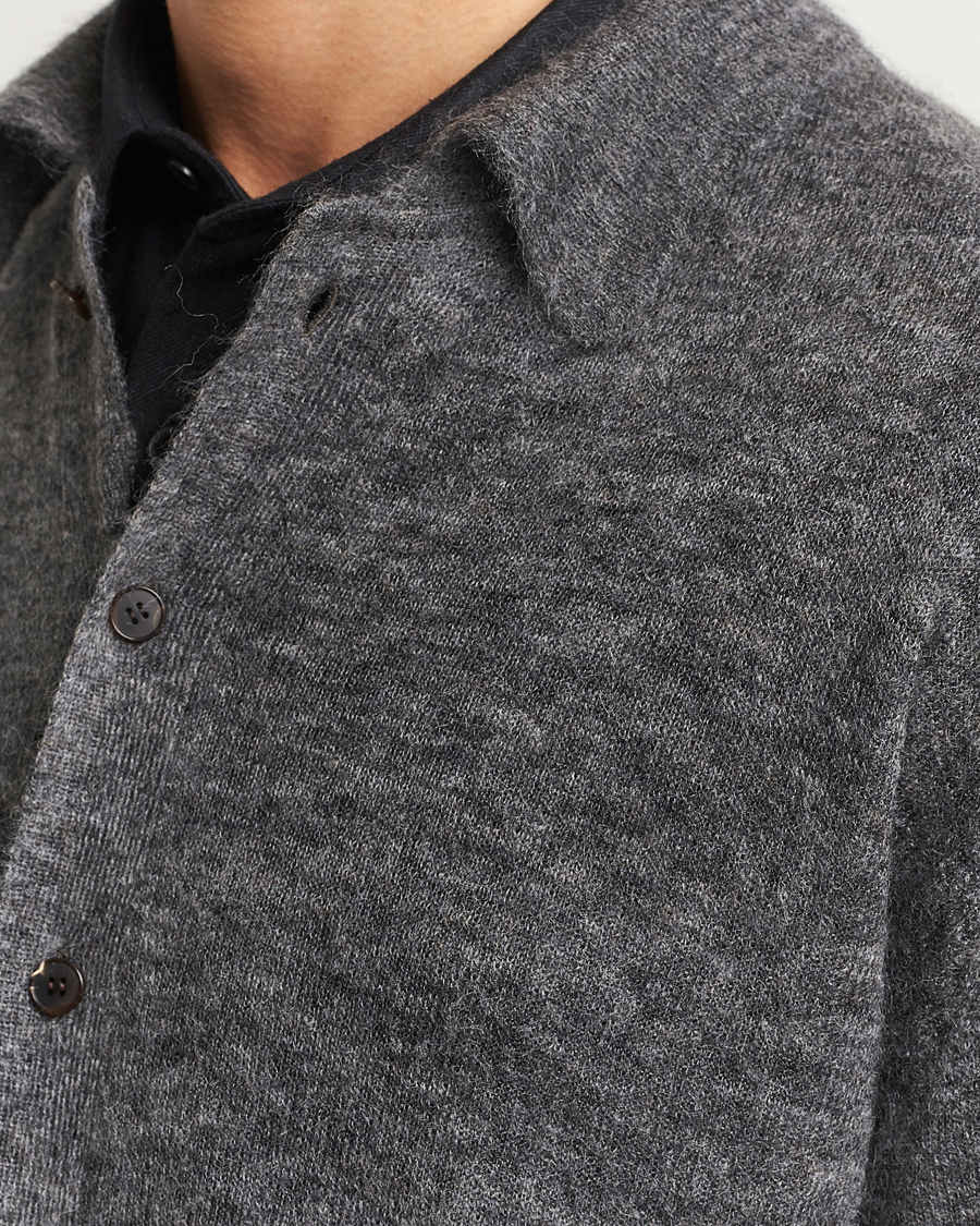 Hombres | Jerséis y prendas de punto | Auralee | Kid Mohair Knit Cardigan Charcoal