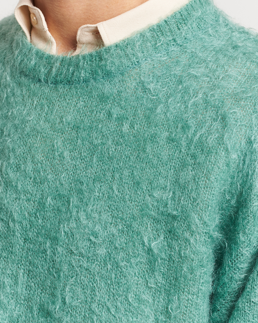 Hombres | Jerséis y prendas de punto | Auralee | Brushed Mohair Pullover Jade Green