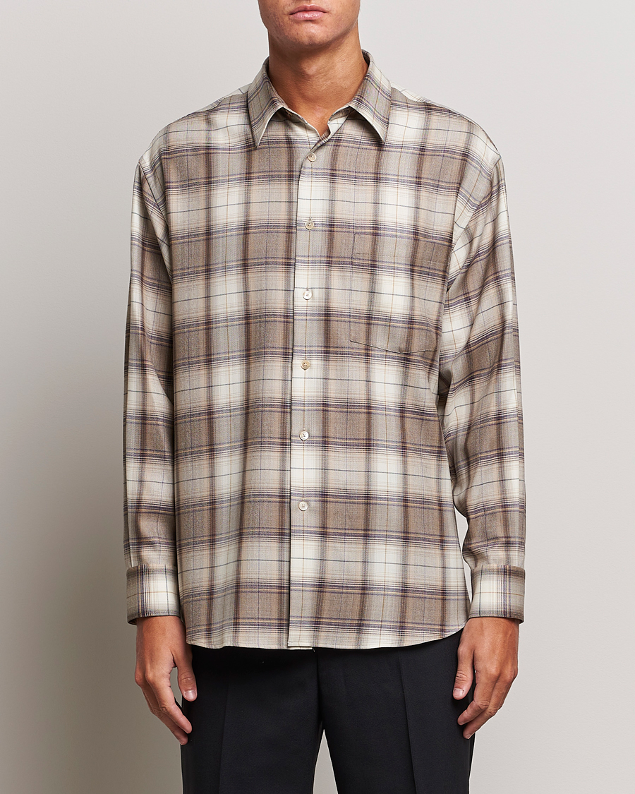 Hombres | Camisas | Auralee | Super Light Wool Shirt Brown Check
