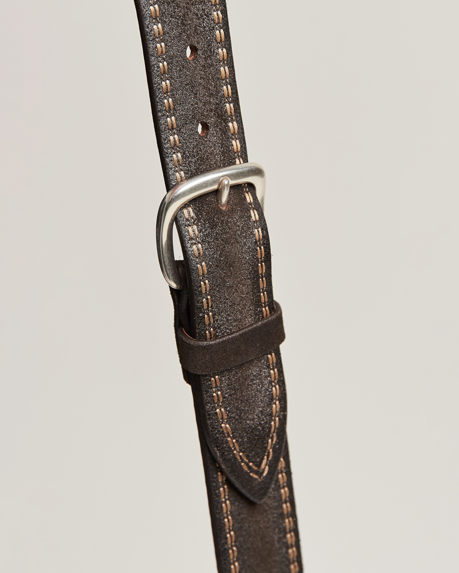 Hombres | Orciani Suede Stitched Belt 3,5 cm Dark Brown | Orciani | Suede Stitched Belt 3,5 cm Dark Brown