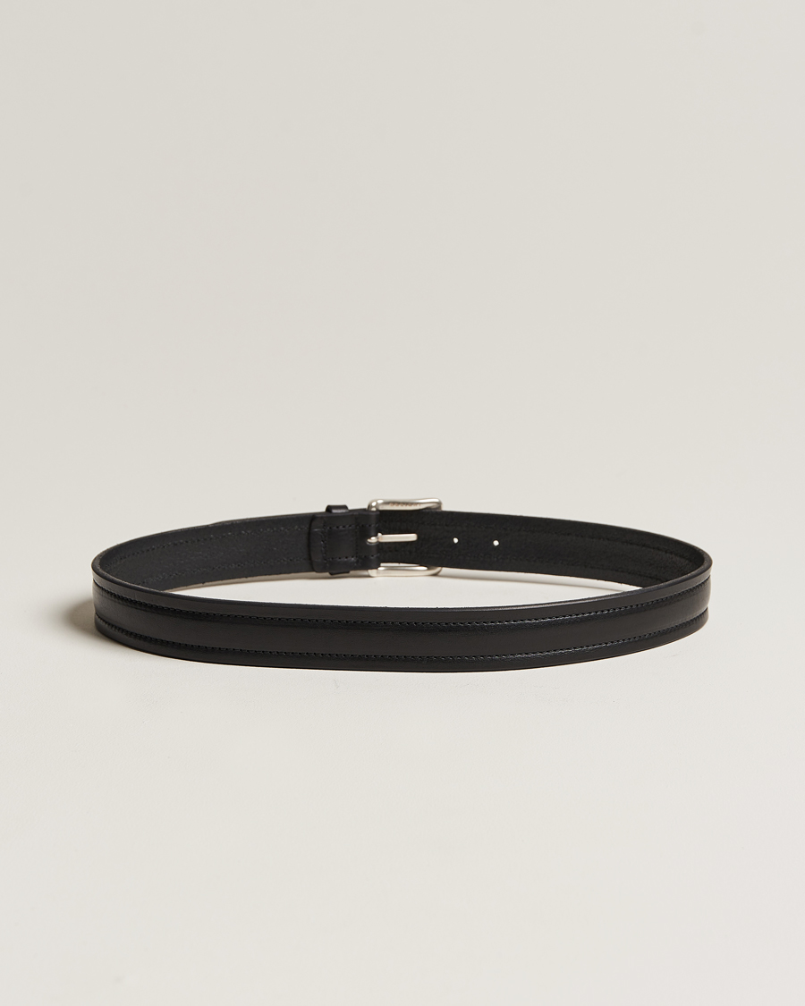 Hombres | Orciani Vachetta Stitched Belt 3,5 cm Black | Orciani | Vachetta Stitched Belt 3,5 cm Black