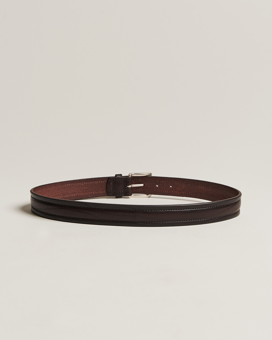 Hombres |  | Orciani | Vachetta Stitched Belt 3,5 cm Dark Brown