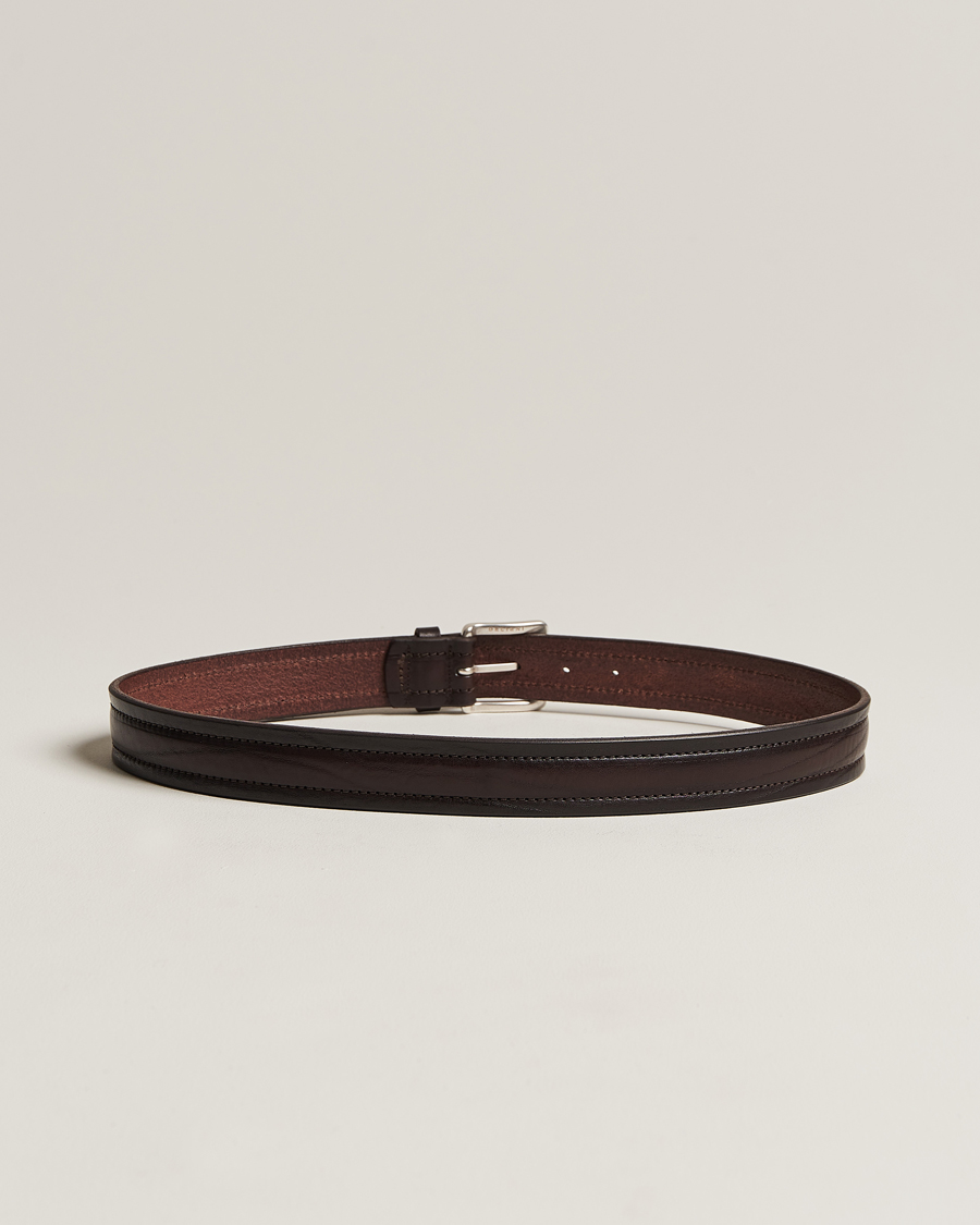 Hombres | Orciani Vachetta Stitched Belt 3,5 cm Dark Brown | Orciani | Vachetta Stitched Belt 3,5 cm Dark Brown