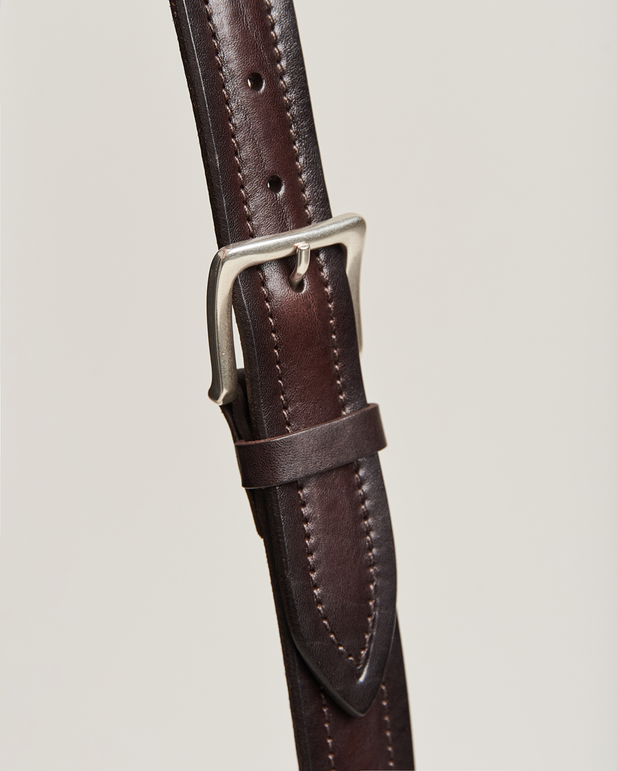 Hombres | Orciani Vachetta Stitched Belt 3,5 cm Dark Brown | Orciani | Vachetta Stitched Belt 3,5 cm Dark Brown