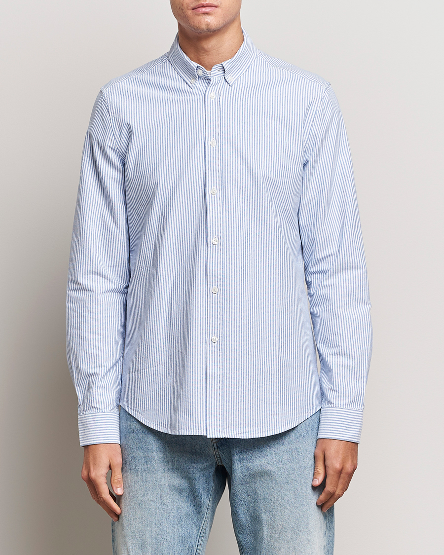 Hombres | Camisas | Samsøe Samsøe | Liam Striped Button Down Shirt  Blue/White