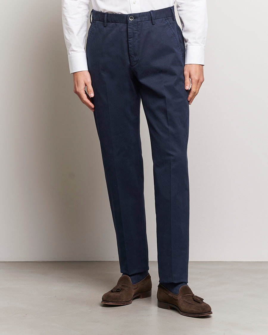 Hombres | Pantalones | Incotex | Straight Fit Cotton Chinos Navy