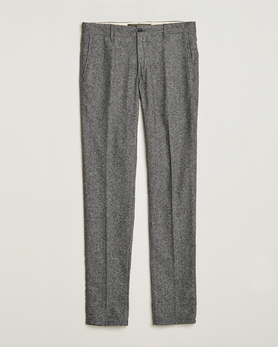 Hombres | Pantalones | Incotex | Slim Fit Washed Wool/Silk Slacks Grey Melange