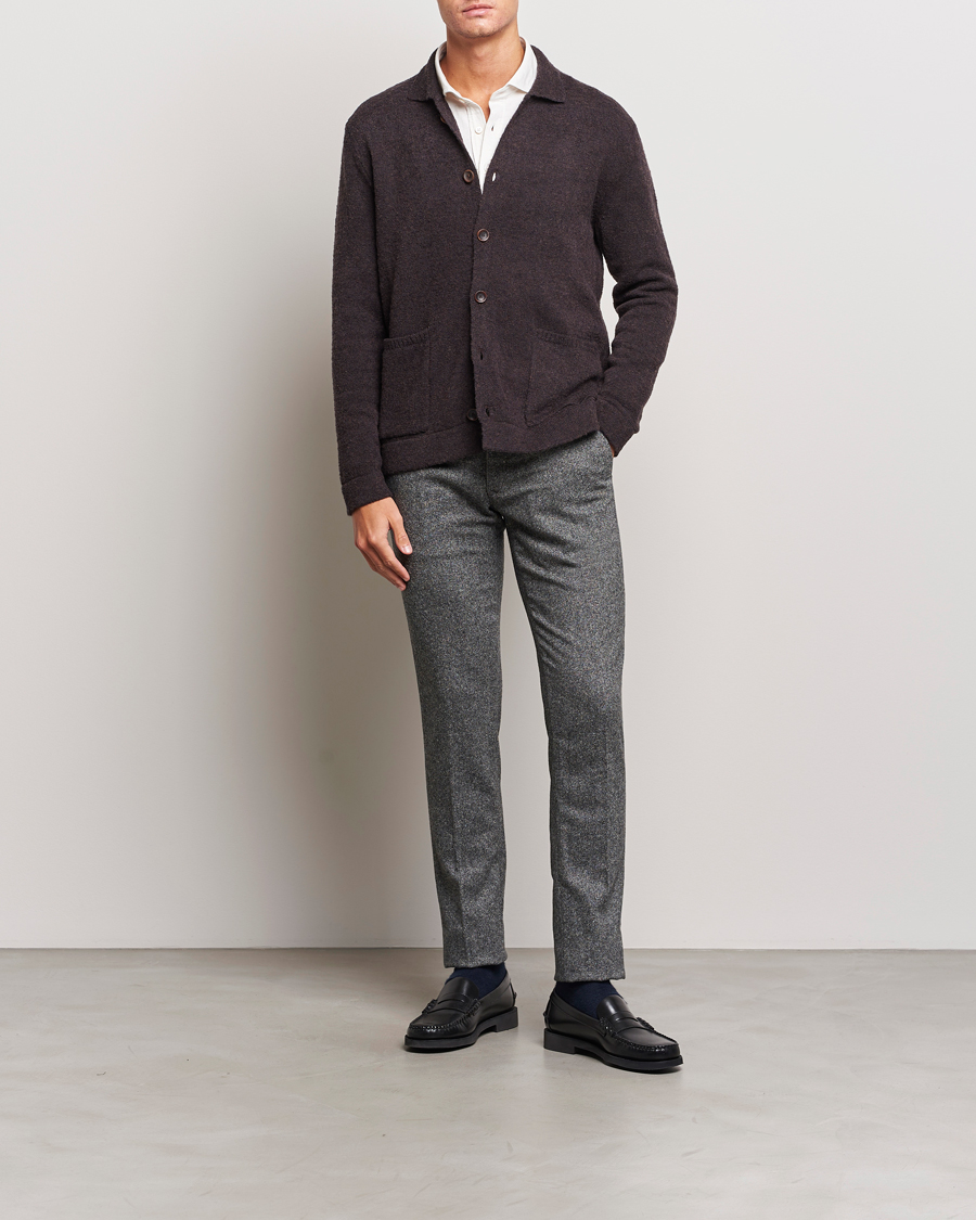 Hombres | Pantalones | Incotex | Slim Fit Washed Wool/Silk Slacks Grey Melange