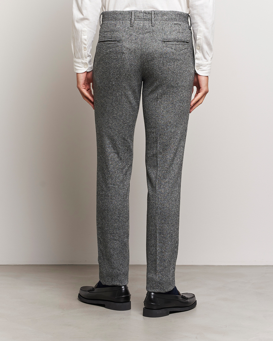 Hombres | Pantalones | Incotex | Slim Fit Washed Wool/Silk Slacks Grey Melange