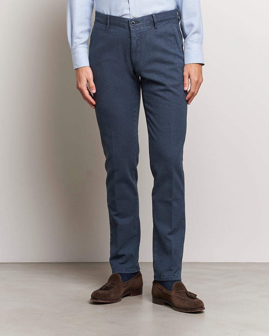 Hombres | Ropa | Incotex | Slim Fit Overdyed Microstructure Slacks Dark Blue