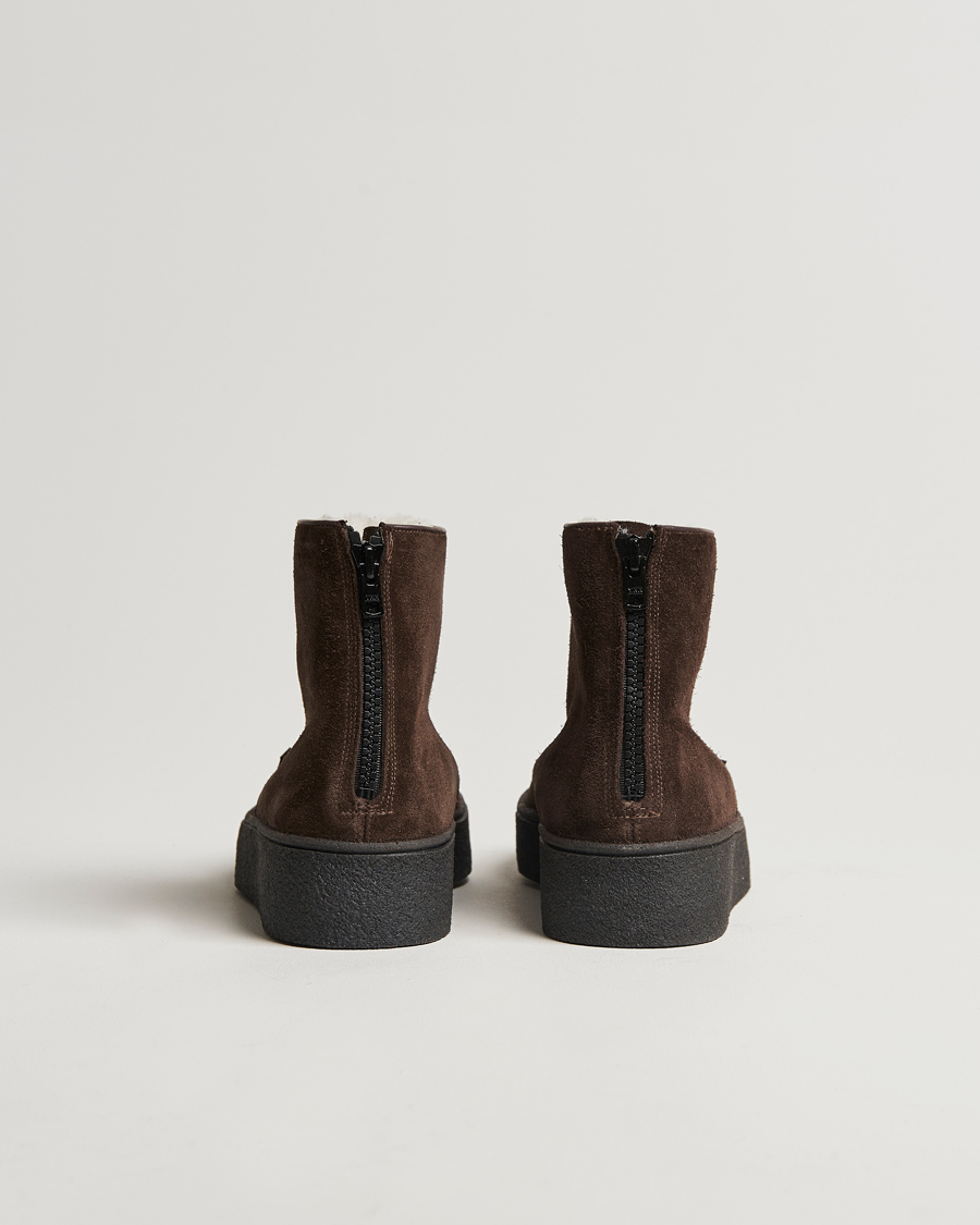 Hombres | Sanders Sherling Lined Suede Curling Boot Chocolate | Sanders | Sherling Lined Suede Curling Boot Chocolate