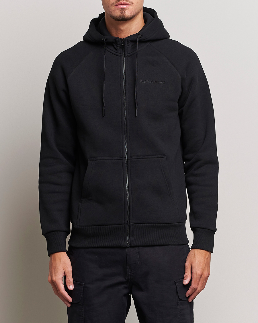 Hombres | Jerséis y prendas de punto | Peak Performance | Original Logo Full Zip Hoodie Black