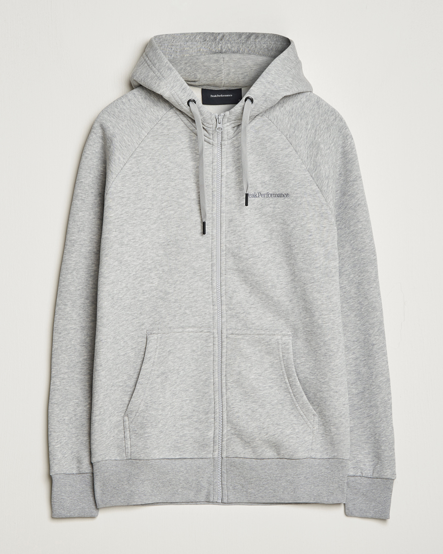 Hombres | Jerséis y prendas de punto | Peak Performance | Original Logo Full Zip Hoodie Grey Melange