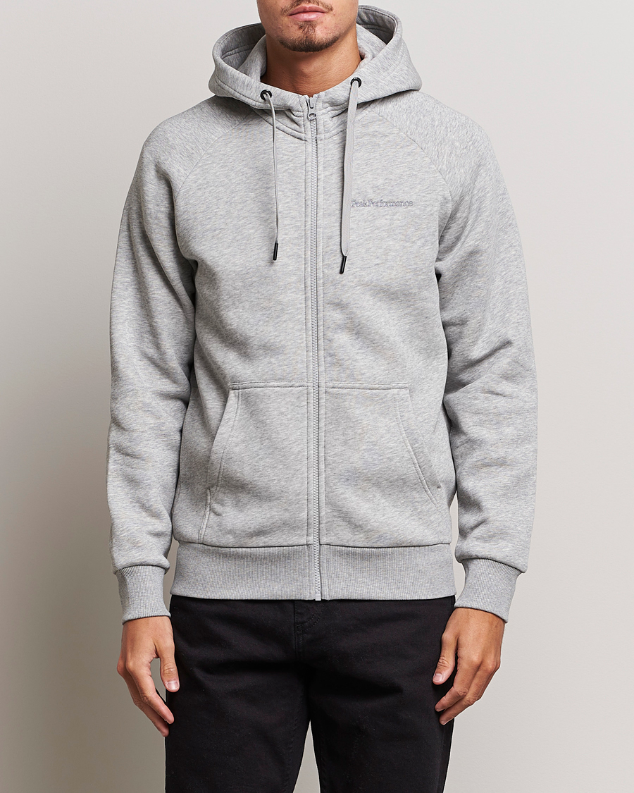 Hombres | Jerséis y prendas de punto | Peak Performance | Original Logo Full Zip Hoodie Grey Melange