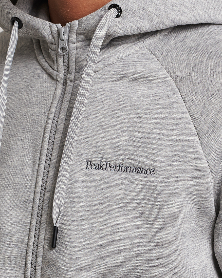 Hombres | Jerséis y prendas de punto | Peak Performance | Original Logo Full Zip Hoodie Grey Melange