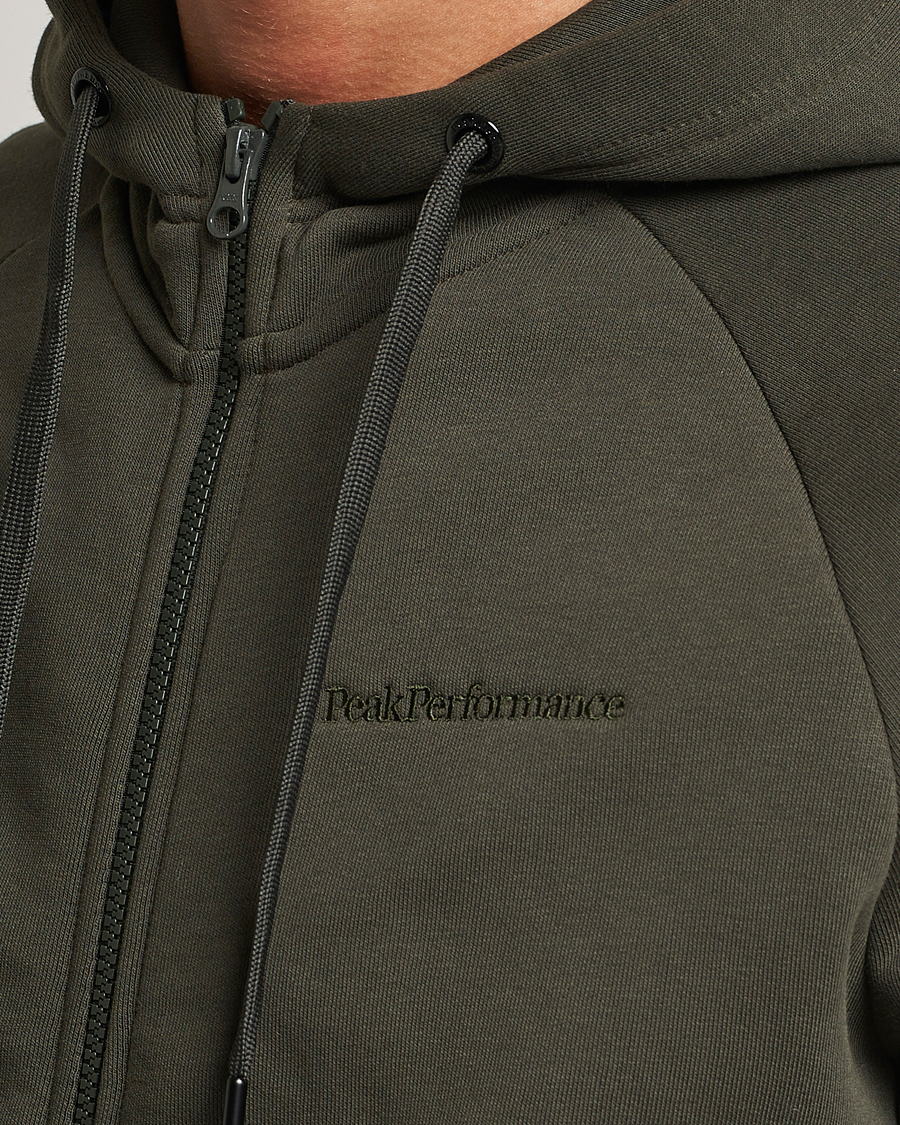 Hombres | Jerséis y prendas de punto | Peak Performance | Original Logo Full Zip Hoodie Olive Extreme