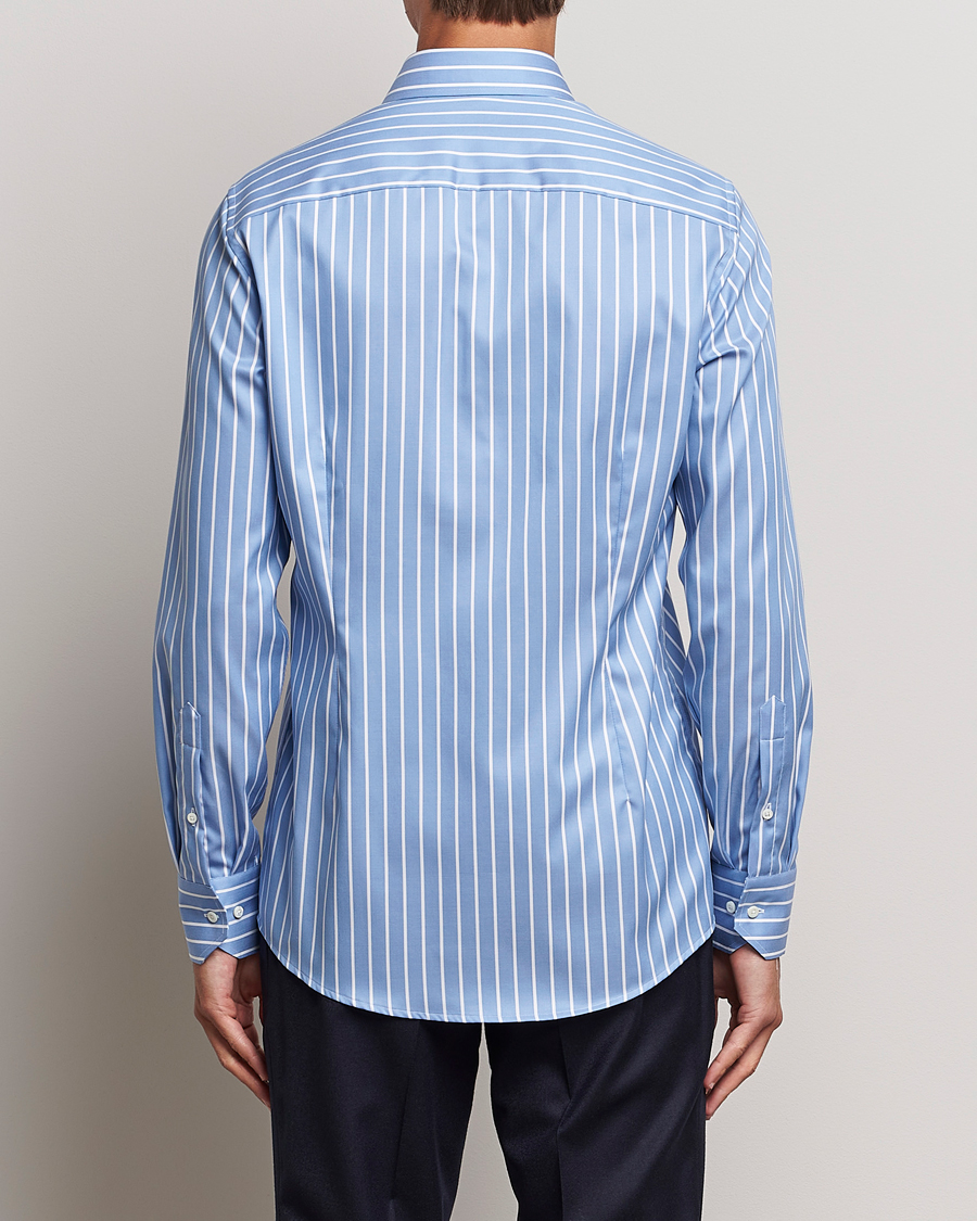 Hombres | Camisas | Stenströms | Slimline Striped Cut Away Shirt Blue