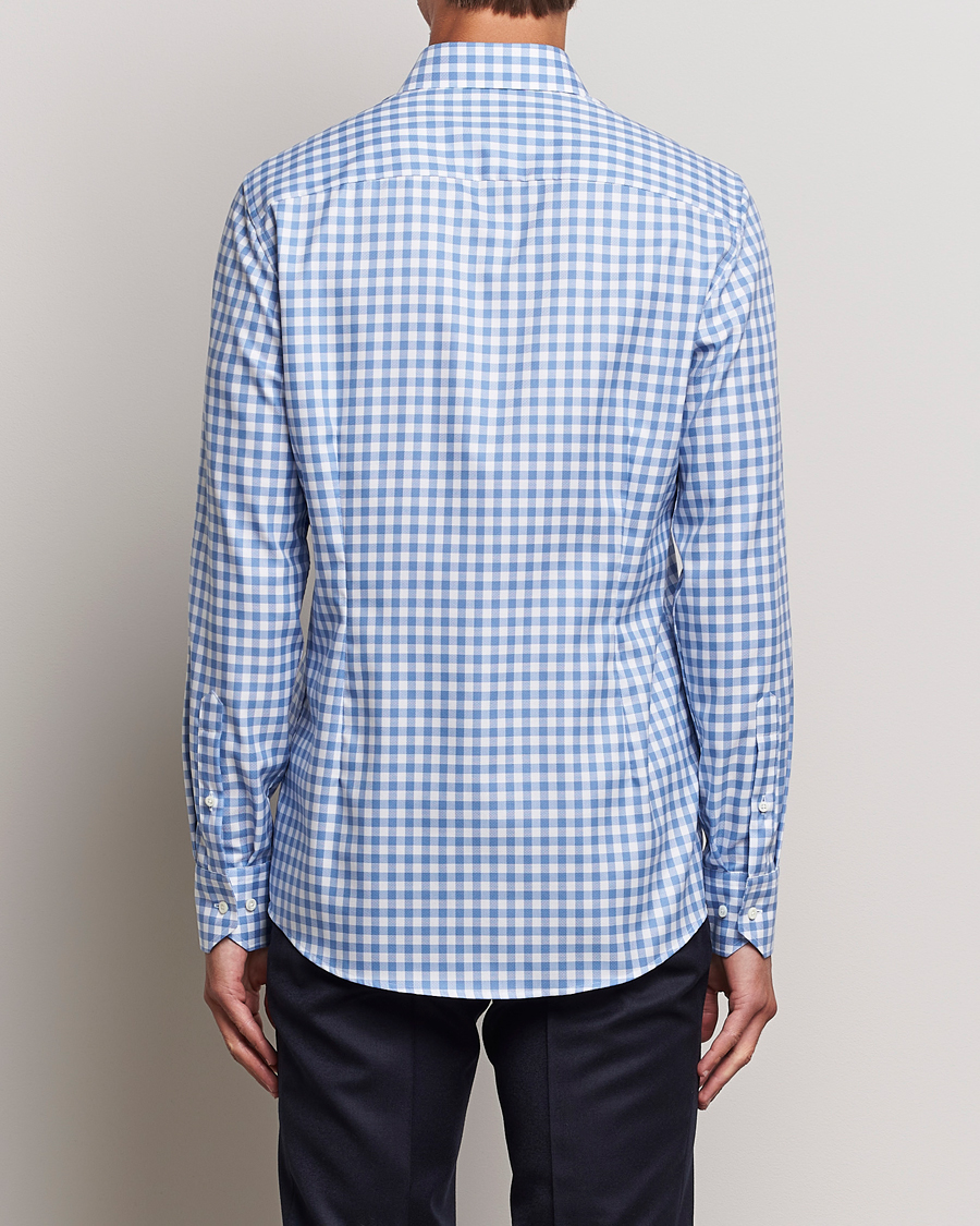Hombres | Camisas | Stenströms | Slimline Check Cut Away Shirt Light Blue