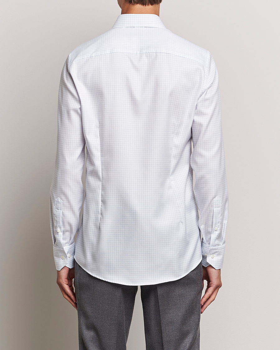 Hombres | Camisas | Stenströms | Slimline Thin Check Cut Away Shirt White