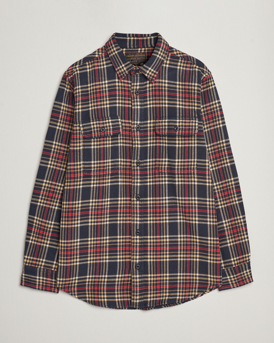 Hombres | Camisas | Filson | Vintage Flannel Work Shirt Navy/Ivory Red