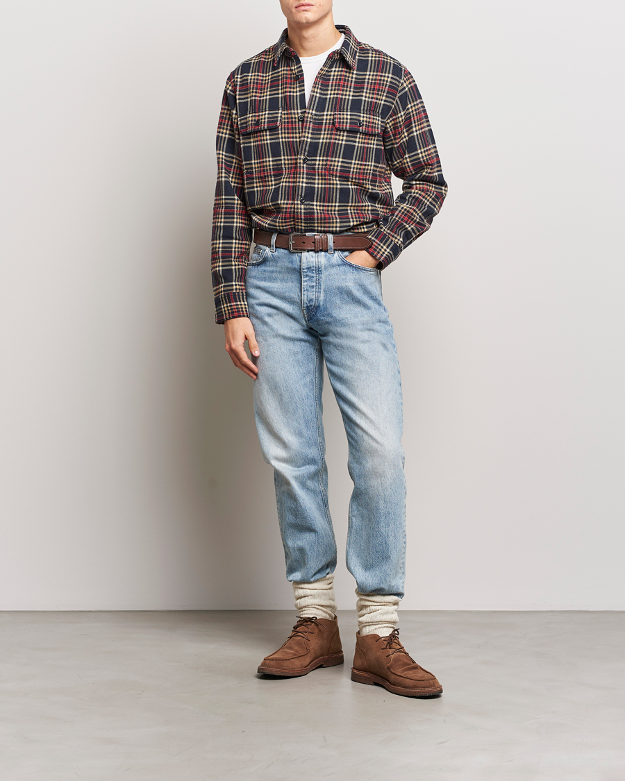 Hombres | Camisas | Filson | Vintage Flannel Work Shirt Navy/Ivory Red