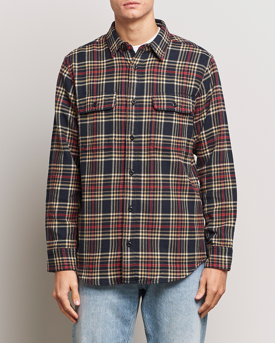 Hombres | Camisas | Filson | Vintage Flannel Work Shirt Navy/Ivory Red