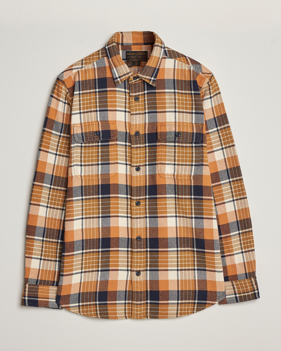 Hombres | Camisas | Filson | Vintage Flannel Work Shirt Navy/Cumin Red