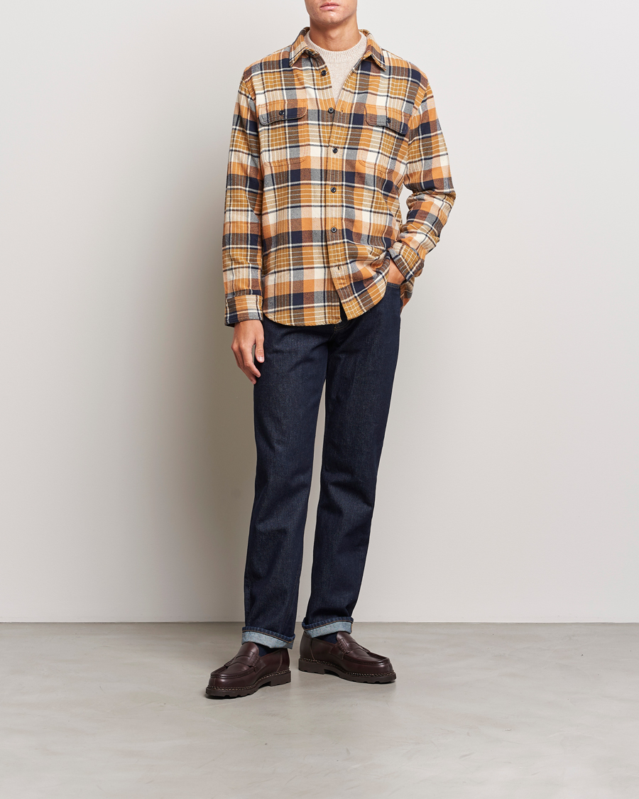 Hombres | Camisas | Filson | Vintage Flannel Work Shirt Navy/Cumin Red