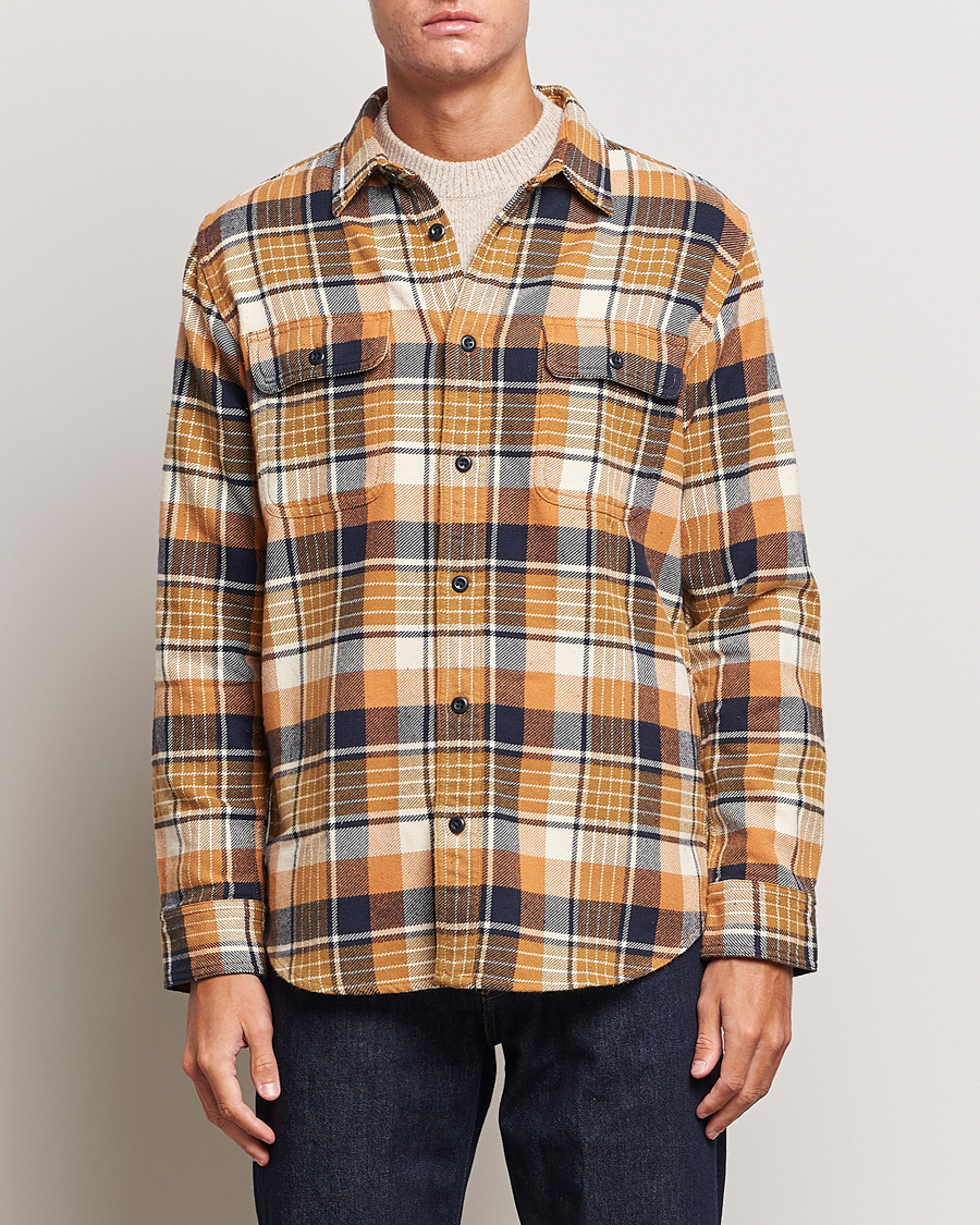 Hombres | Camisas | Filson | Vintage Flannel Work Shirt Navy/Cumin Red