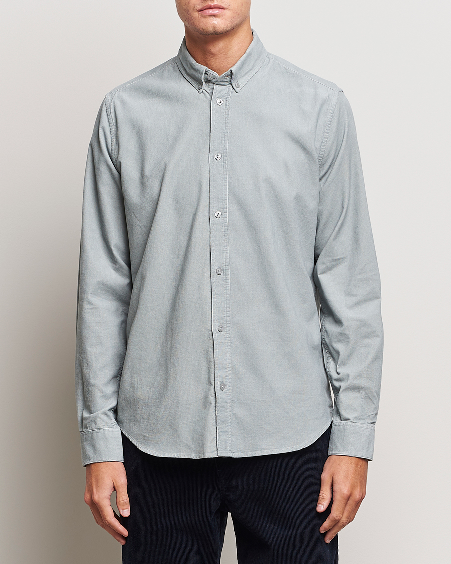 Hombres | Camisas | Samsøe Samsøe | Samsøe & Samsøe Liam Baby Cord Shirt High Rise Grey