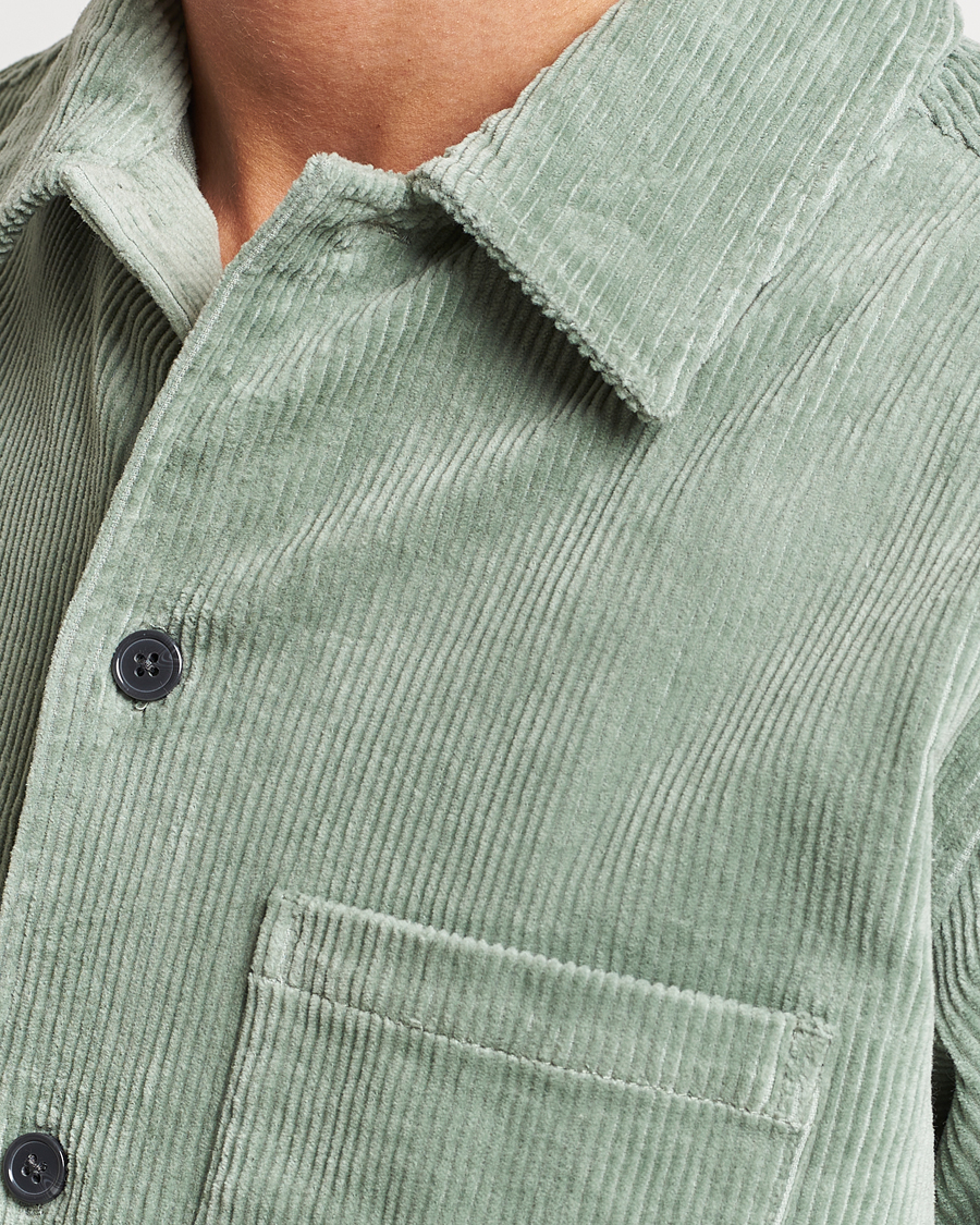 Hombres | Camisas | Samsøe Samsøe | Samsøe & Samsøe Damon Corduroy Overshirt Iceberg Green