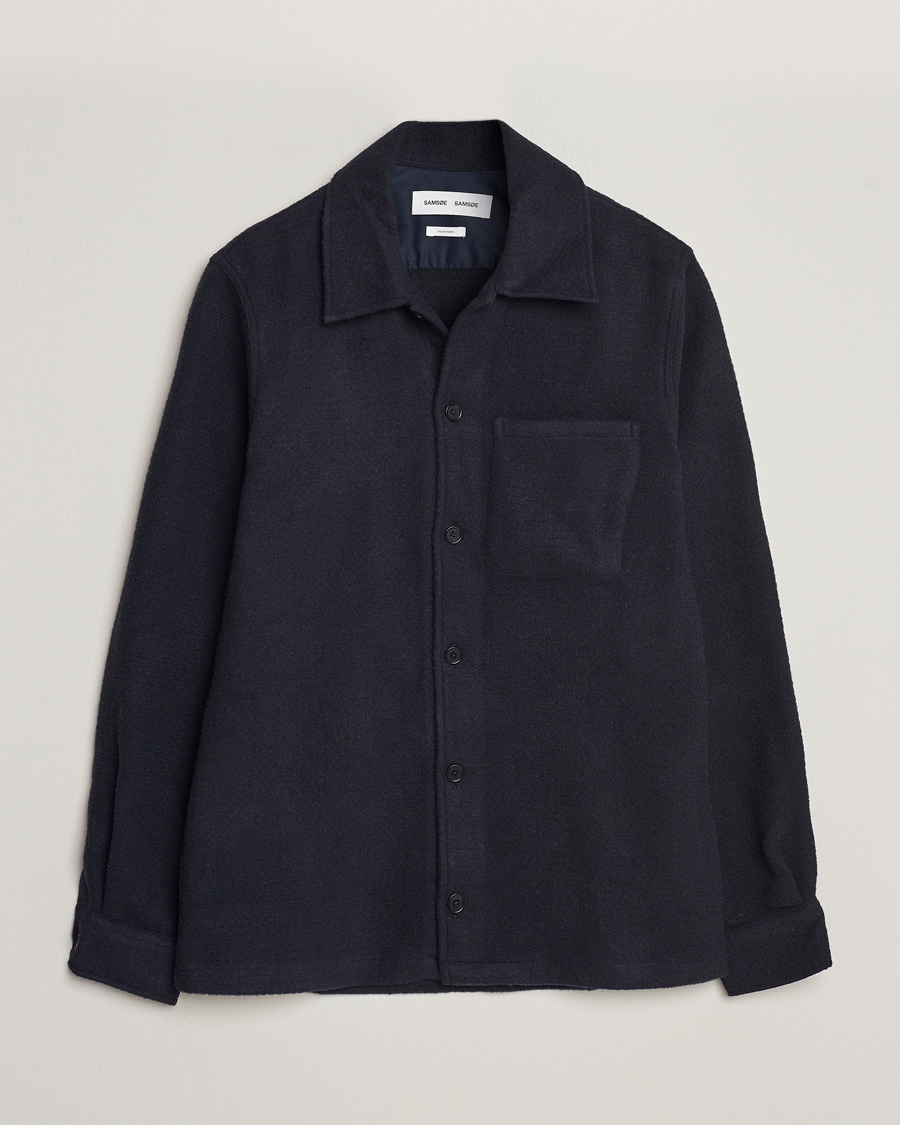 Hombres | Camisas | Samsøe Samsøe | Samsøe & Samsøe Taka Waffle Knitted Overshirt Salute Navy