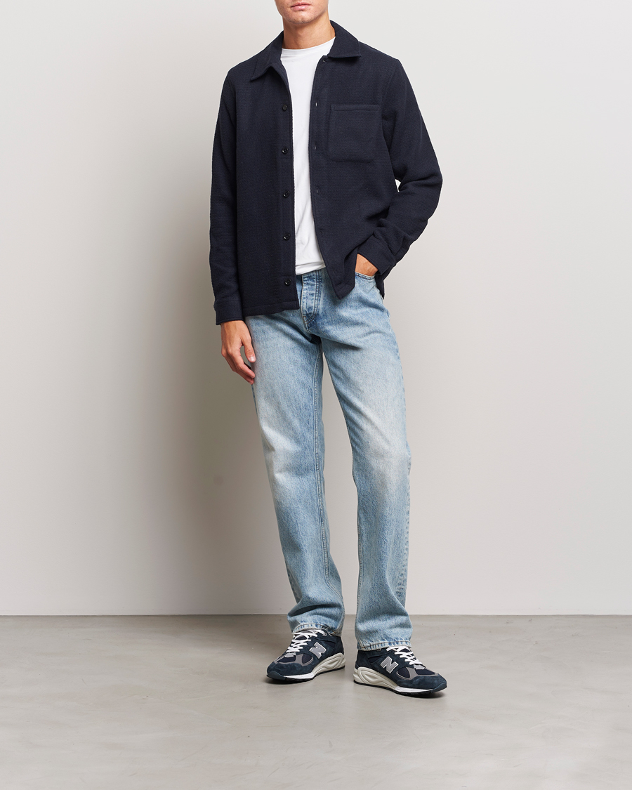 Hombres | Camisas | Samsøe Samsøe | Samsøe & Samsøe Taka Waffle Knitted Overshirt Salute Navy