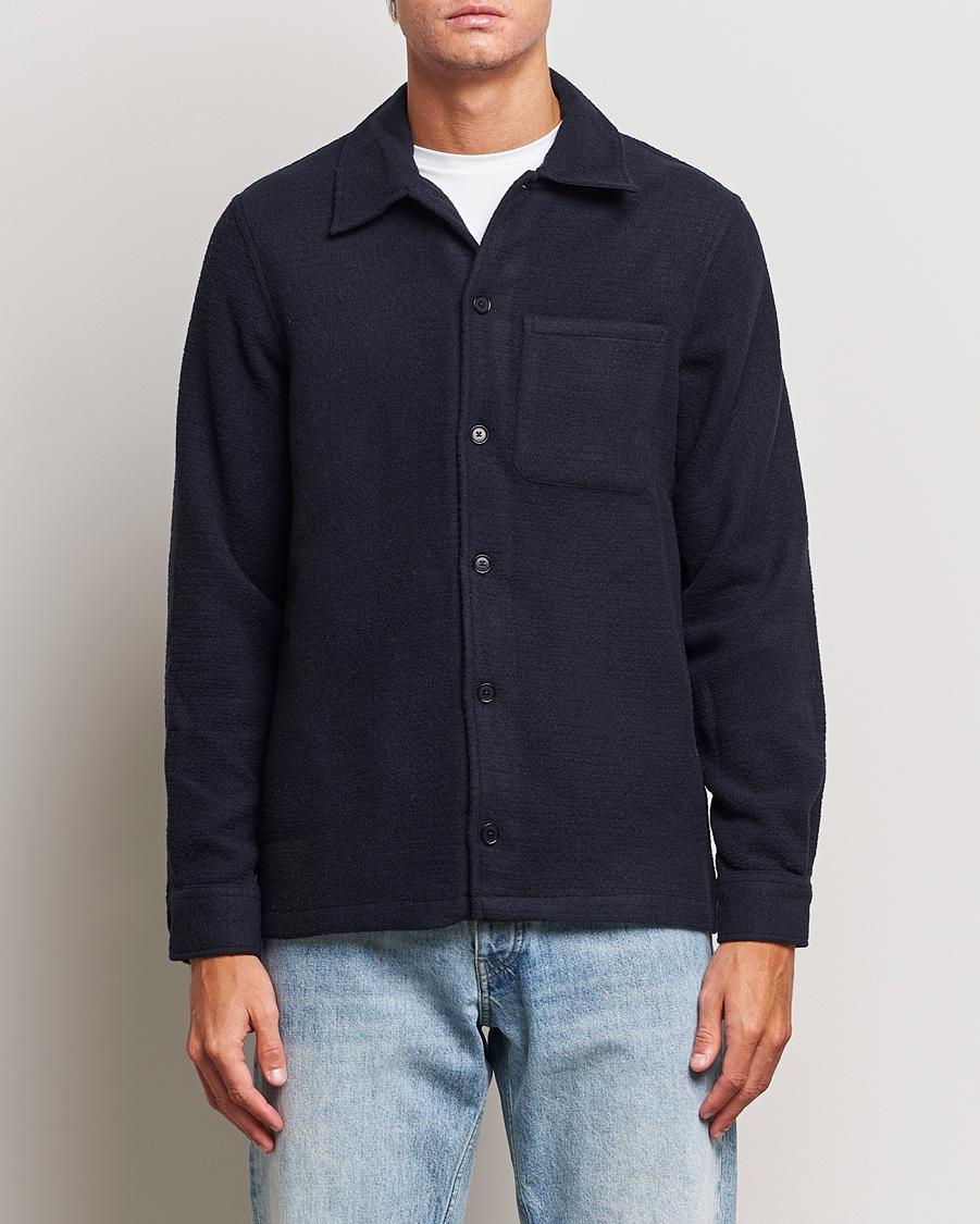 Hombres | Camisas | Samsøe Samsøe | Samsøe & Samsøe Taka Waffle Knitted Overshirt Salute Navy