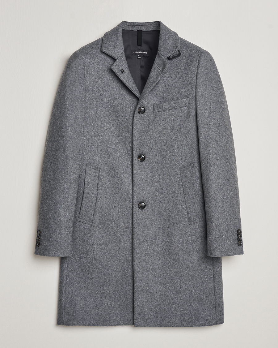 Hombres | Abrigos y chaquetas | J.Lindeberg | Holger Melton Coat Mid Grey Mel