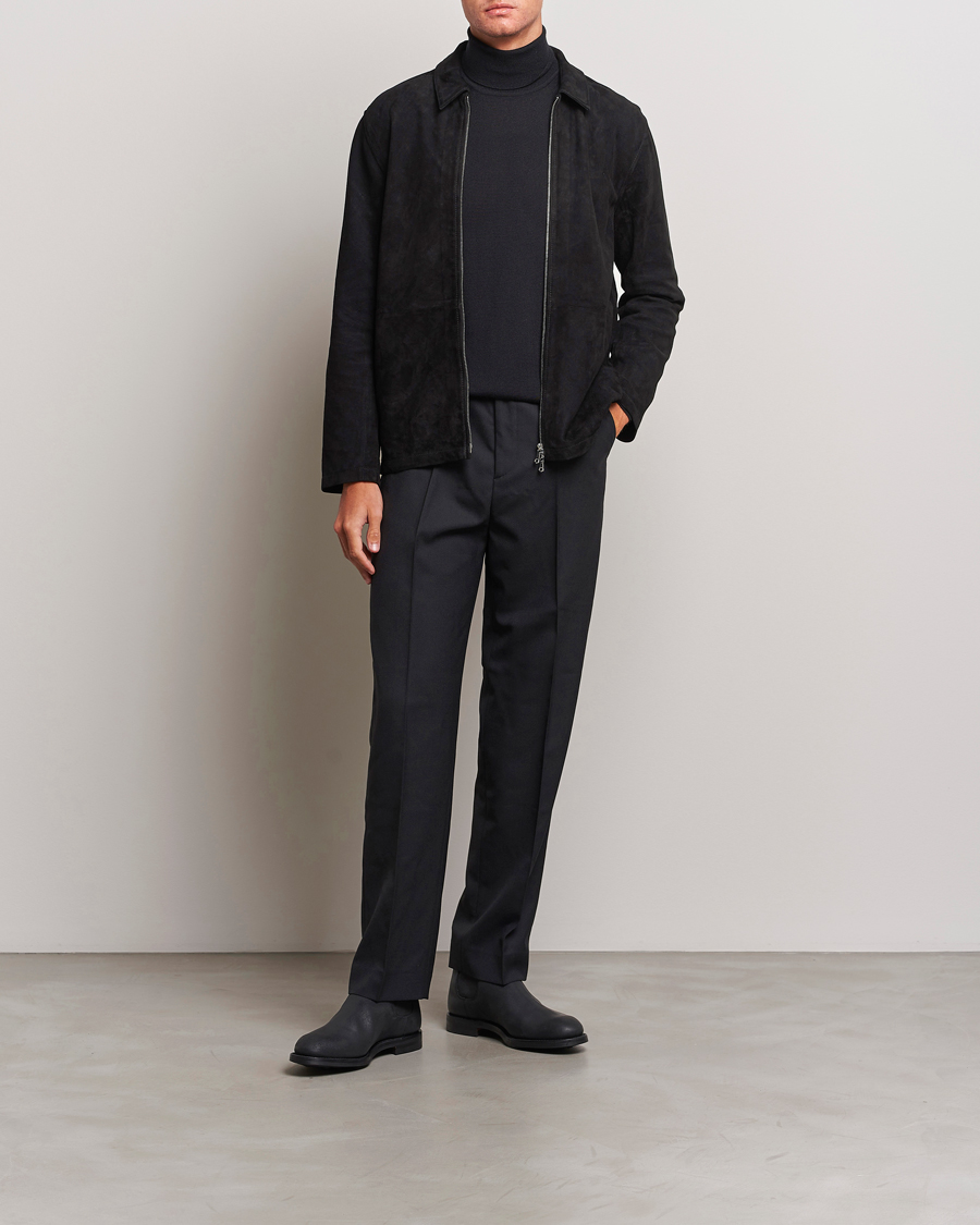 Hombres | Abrigos y chaquetas | J.Lindeberg | Jonah Suede Zip Overshirt Black