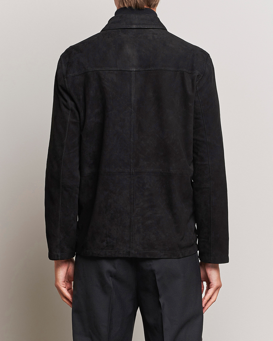 Hombres | Abrigos y chaquetas | J.Lindeberg | Jonah Suede Zip Overshirt Black