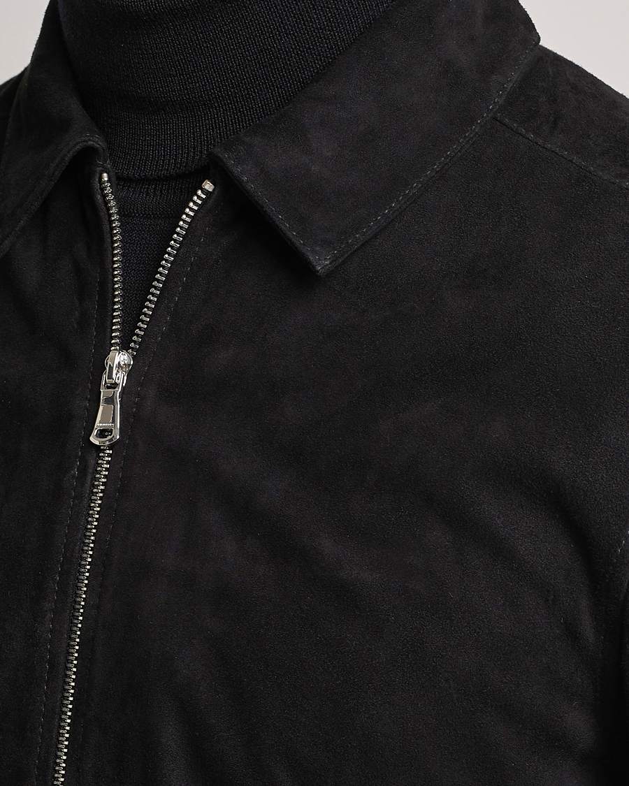 Hombres | Abrigos y chaquetas | J.Lindeberg | Jonah Suede Zip Overshirt Black
