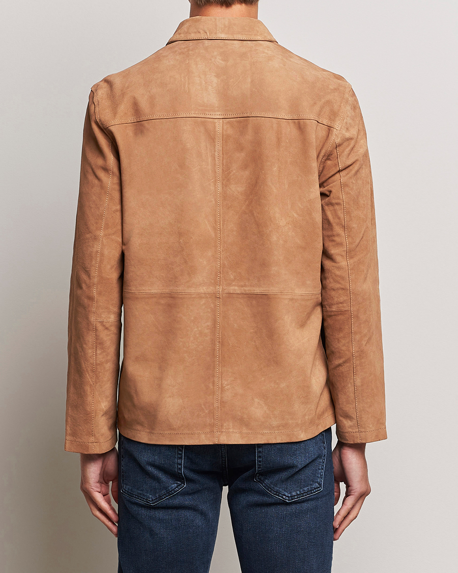Hombres | Abrigos y chaquetas | J.Lindeberg | Jonah Suede Zip Overshirt Chipmunk