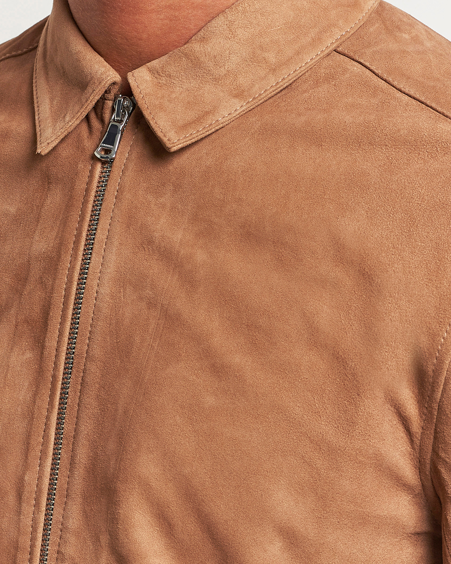 Hombres | Abrigos y chaquetas | J.Lindeberg | Jonah Suede Zip Overshirt Chipmunk