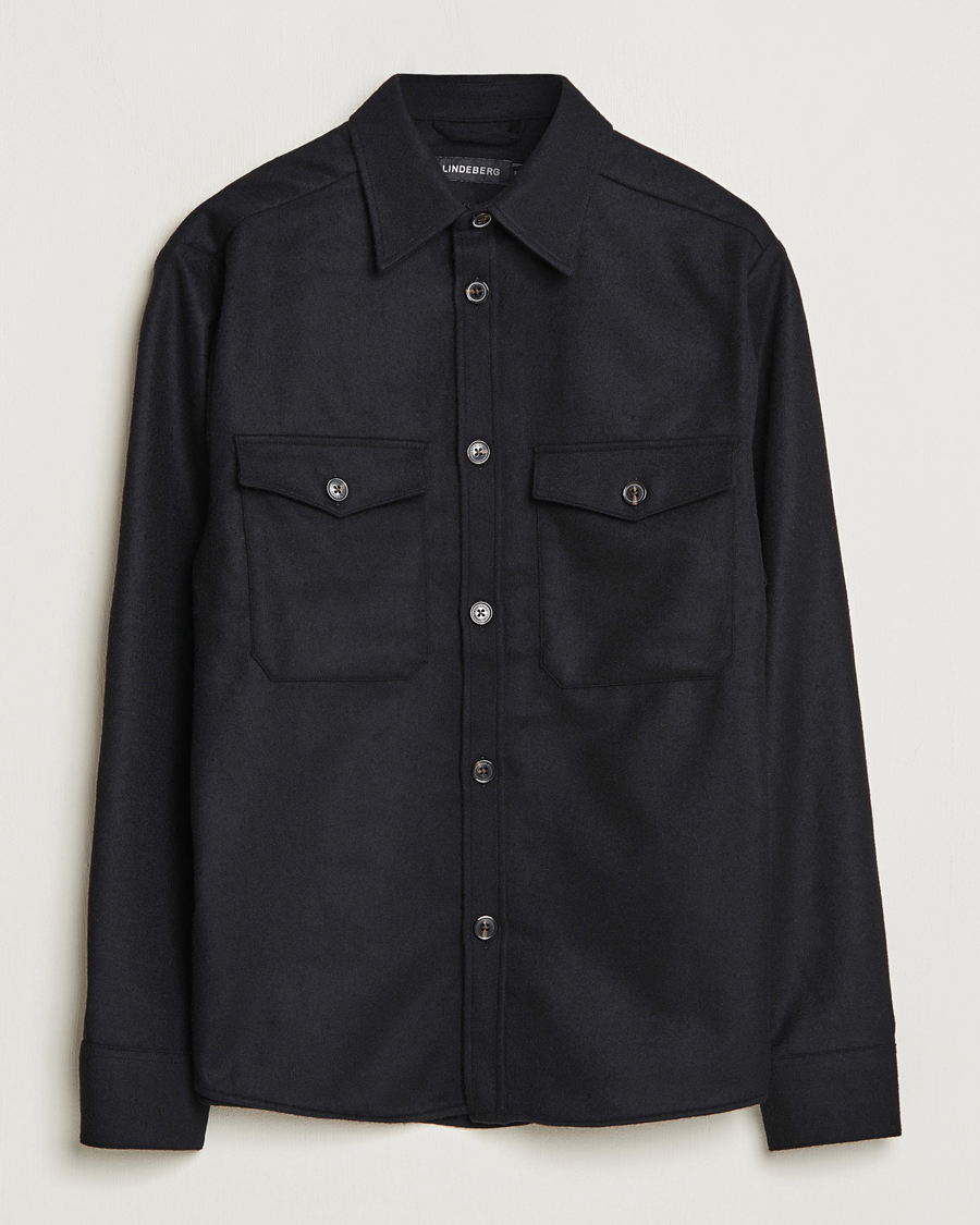 Hombres | Camisas | J.Lindeberg | Flat Wool Overshirt Black