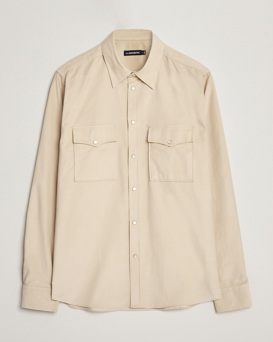 Hombres | Camisas | J.Lindeberg | Carlos Reg Cord Shirt Oyster Grey