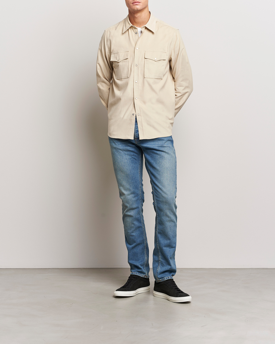Hombres | Camisas | J.Lindeberg | Carlos Reg Cord Shirt Oyster Grey