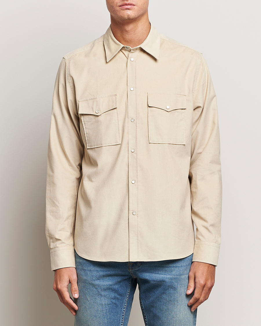 Hombres | Camisas | J.Lindeberg | Carlos Reg Cord Shirt Oyster Grey